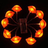 Instalatie de Craciun, Flippy®, Tip Sir cu Baterii, 1.5 m, 10 LED-uri, Model Buze, Rosu - vivimall.ro