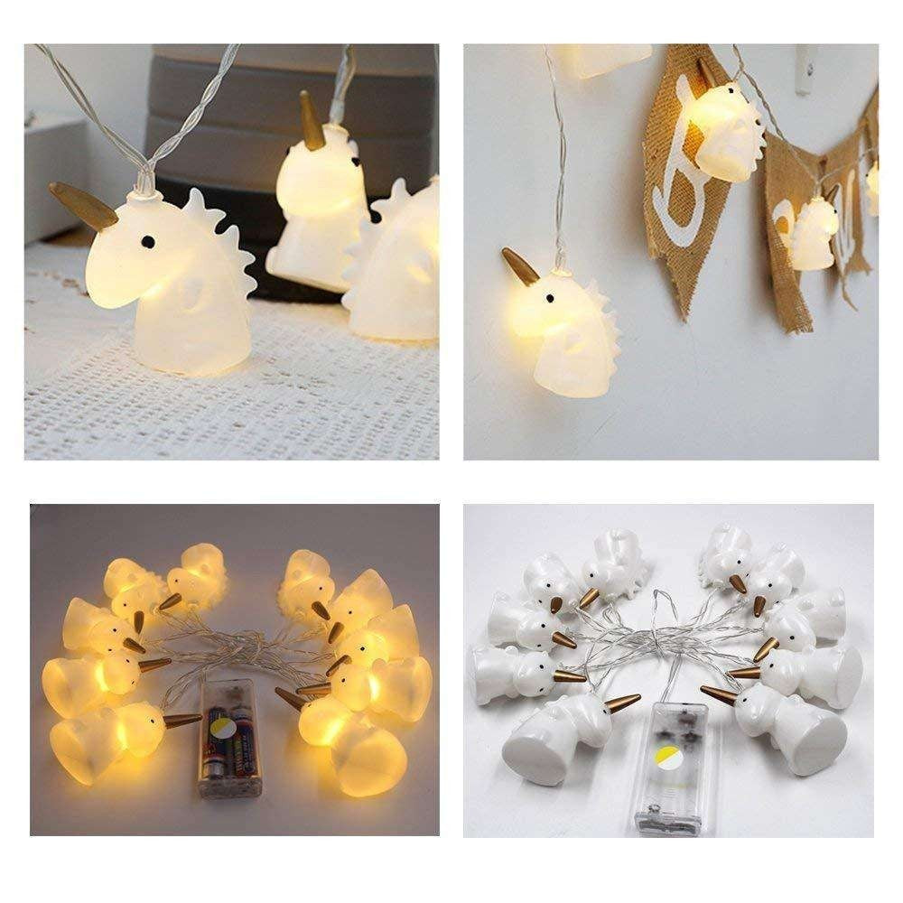 Instalație Crăciun Flippy tip șir cu baterii, model Unicorn, decorare brad de Crăciun