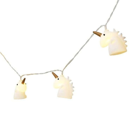 Instalație de Crăciun Flippy șir cu baterii 1,5 m, 10 LED-uri alb cald model Unicorn, vedere de ansamblu