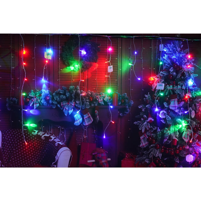 Instalație de Crăciun tip turturi Flippy® 5m, 143 LED-uri RB-RG, vedere frontală produs