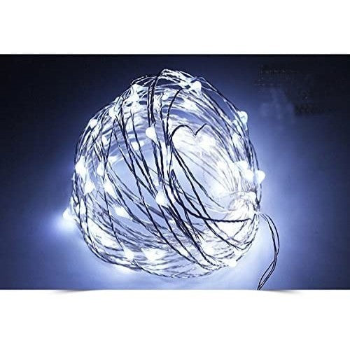 Instalatie de Craciun Liniara, Vivimall®, Tip Liniara, Fir Cupru, 8 Jocuri de Lumini, cu Telecomanda, 10 m, 100 Led-uri, Alimentare USB, 4.5V, Alb Rece