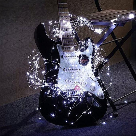 Instalatie de Craciun Liniara, Vivimall®, Tip Liniara, Fir Cupru, 8 Jocuri de Lumini, cu Telecomanda, 5 m, 50 Led-uri, Alimentare USB, 4.5V, Alb Rece - vivimall.ro