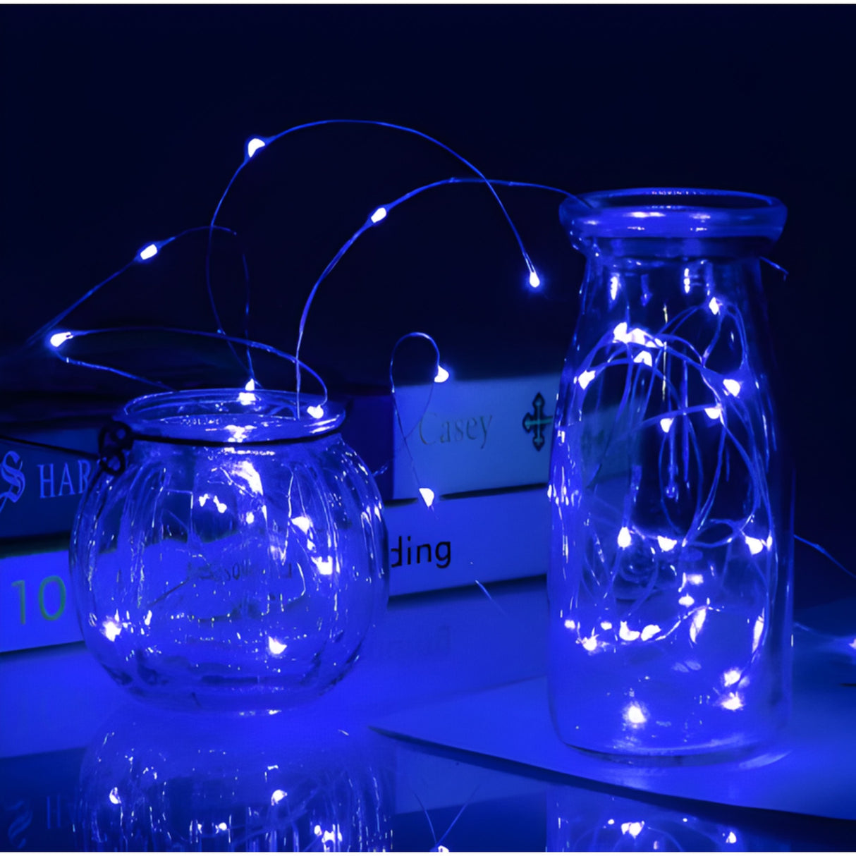 Instalatie de Craciun Liniara, Vivimall®, Tip Liniara, Fir Cupru, 8 Jocuri de Lumini, cu Telecomanda, 10 m, 100 Led-uri, Alimentare USB, 4.5V, Albastru