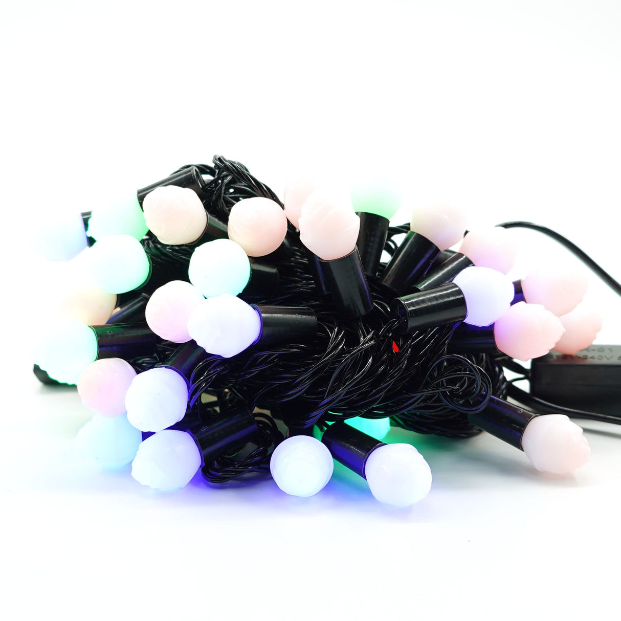 Instalatie de Craciun Liniara RGRB Yoto, 10 m, din care 1 m Prelungitor 220V, 40 LED, Bilute Mate, Interconectabila, Utilizare Interior/Exterior, Fir Negru, multicolor - vivimall.ro