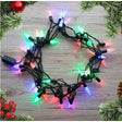 Instalație Crăciun liniară Yoto 10 m, 40 LED brazi multicolor RGRB, fir negru – vedere frontală produs
