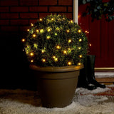 Instalatie de Craciun liniara Yoto, 10 m, din care 1 m cablu priza 220V, 100 LED, 8 jocuri de lumini, controler, fir negru, alb cald - vivimall.ro