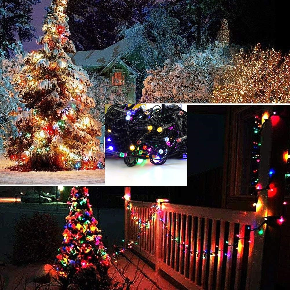Instalatie de Craciun liniara Yoto, 17 m, din care 1 m cablu priza 220V, 200 LED, 8 jocuri de lumini, beculet in 6 colturi, pentru interior, controler, fir negru, multicolor - vivimall.ro