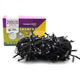 Instalatie de Craciun liniara Yoto, 17 m, din care 1 m cablu priza 220V, 200 LED, 8 jocuri de lumini, beculet in 6 colturi, pentru interior, controler, fir negru, alb rece - vivimall.ro