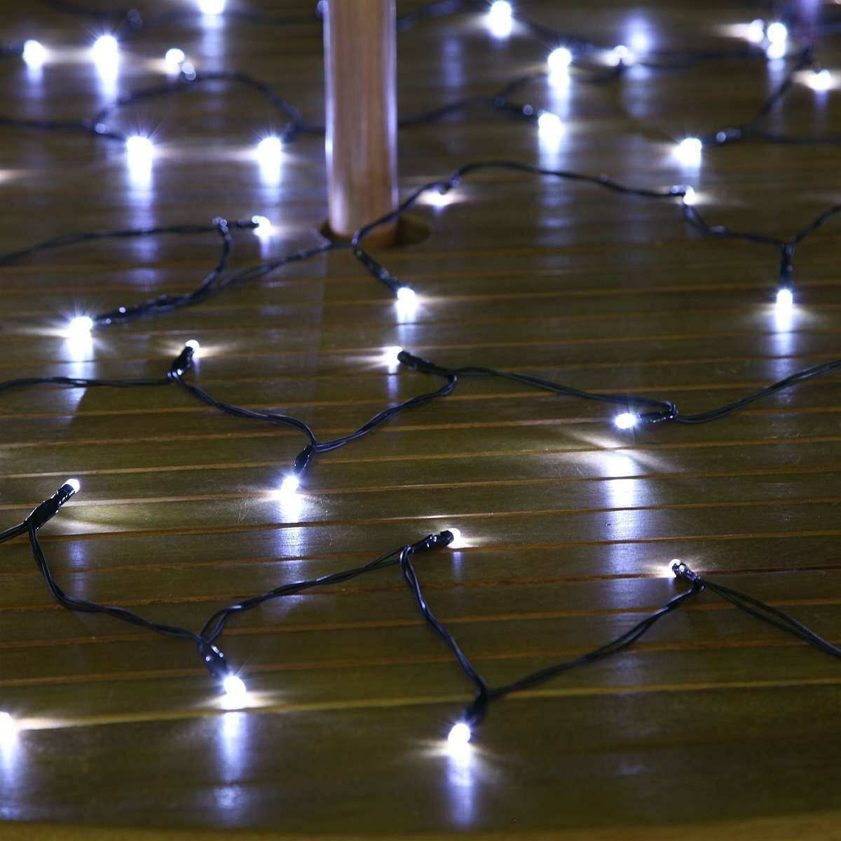 Instalatie de Craciun Liniara Yoto, 22 m, din care 1 m Prelungitor 220V, 300 LED, 8 jocuri de lumini, Controler, Utilizare Interior/Exterior, Fir Negru, Alb Rece - vivimall.ro