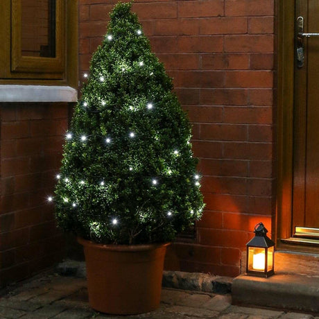 Instalatie de Craciun Liniara Yoto, 22 m, din care 1 m Prelungitor 220V, 300 LED, 8 jocuri de lumini, Controler, Utilizare Interior/Exterior, Fir Negru, Alb Rece - vivimall.ro