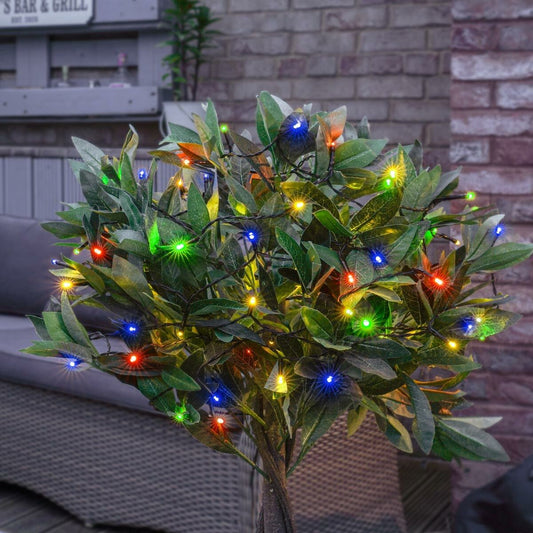 Instalatie de Craciun liniara Yoto, 24 m, din care 1 m cablu priza 220V, 300 LED, 8 jocuri de lumini, controler, fir negru, multicolor - vivimall.ro