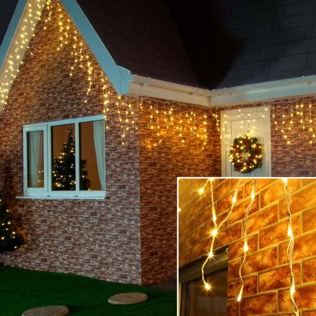 Instalatie de Craciun, Premium Flippy®, Tip Franjuri cu Flash, 6 m, 180 LED-uri, Alb Cald, Interconectabila - vivimall.ro