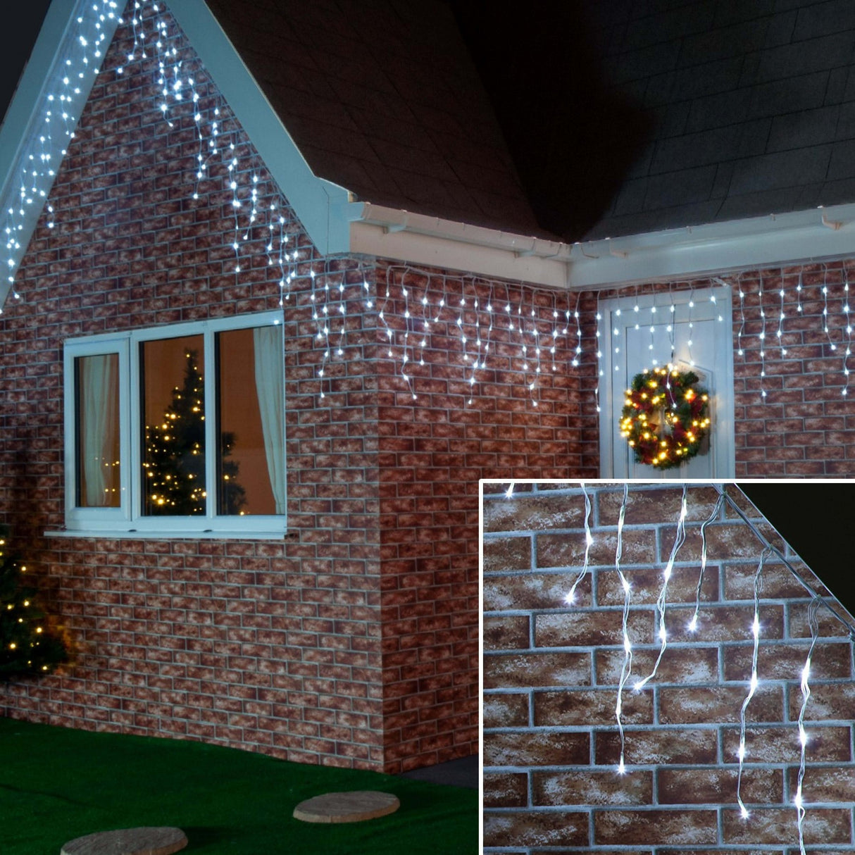 Prémium karácsonyi installációs rojtos típus vakuval 8 m 252 klassz LED 2095 W összekapcsolható