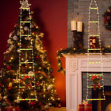 Instalatie LED de Craciun, Vivimall, cu Accesorii, Lumina Calda, Lungime 1.5m, 8 Trepte, 120 de Luminite, 8 Moduri, Model Mos Craciun pe Scara, Multicolor - vivimall.ro