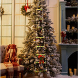 Instalatie LED de Craciun, Vivimall, cu Accesorii, Lumina Calda, Lungime 1.5m, 8 Trepte, 120 de Luminite, 8 Moduri, Model Mos Craciun pe Scara, Multicolor - vivimall.ro