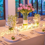 Instalatie de Craciun Liniara, Vivimall®, Tip Cluster, 8 Jocuri de Lumini, cu Telecomanda, 6 m, 200 Led-uri, Alimentare USB, 3V, Alb Cald - vivimall.ro