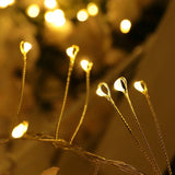 Instalatie de Craciun Liniara, Vivimall®, Tip Cluster, 8 Jocuri de Lumini, cu Telecomanda, 6 m, 200 Led-uri, Alimentare USB, 3V, Alb Cald - vivimall.ro