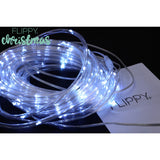 Instalatie luminoasa de Craciun tip furtun luminos, 300 LED-uri, 32 metri lungime, 8 programe, 2 metri prelungitor, sarma din cupru, incarcare solara, alb rece, Vivimall - vivimall.ro