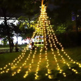Instalatie luminoasa tip perdea pentru pomul de Craciun, cu stea luminoasa, 350 LED-uri, incarcare solara, interior/exterior, lumina calda, Tree Dazzler - vivimall.ro