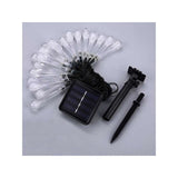 Instalatie Solara 6 m, 28 Led-uri cu Ornament tip picatura de apa, Liniara, Fir negru, Alb Rece - vivimall.ro