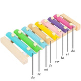 Instrument Muzical Xilofon Vivimall, din Lemn, 8 Note Muzicale, 2 Bete de Percutie, 4-6 Ani, Multicolor Pastel