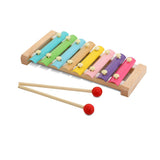 Instrument Muzical Xilofon Vivimall, din Lemn, 8 Note Muzicale, 2 Bete de Percutie, 4-6 Ani, Multicolor Pastel