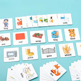 Joc cu Blocuri din Lemn, Vivimall, Formare Cuvinte, Cartonase cu Obiecte si Animale, Clopotel, Joc pentru 4 Persoane, 3 Ani+, 28x15.5x5 cm, Multicolor - vivimall.ro