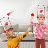 Set Interactiv pentru Copii, Vivimall, Joc cu Doua Cosuri de Baschet de Pus pe Cap, Joc Dublu, 20 de Mingi Albe si Rosii, Multicolor - vivimall.ro