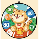 Joc Darts Vivimall pentru Copii, Placa Pliabila 36.5 cm, 8 Mingii Velcro/Scai Simple, 2 Mingii Luminoase, Model Tigru, Portocaliu - vivimall.ro