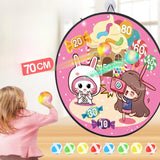 Joc Darts Vivimall pentru Copii, Placa Pliabila 70 cm, 8 Mingii Velcro/Scai Simple, 2 Mingii Luminoase, Model Acadele, Roz - vivimall.ro