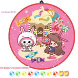 Joc Darts Vivimall pentru Copii, Placa Pliabila 36.5 cm, 8 Mingii Velcro/Scai Simple, 2 Mingii Luminoase, Model Acadele, Roz - vivimall.ro