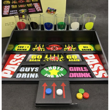 Joc de baut cu banuti Vivimall, Pahare de Shot din Sticla Incluse, distractiv si interactiv, 23x28 cm, multicolor - vivimall.ro