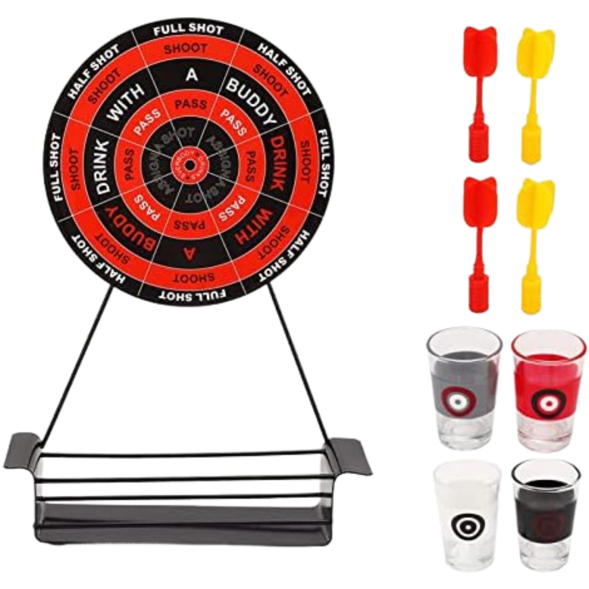 Darts Ivós Játék 4 Dartsszal és Felespohárral, Bulikra és Szabadidőre
