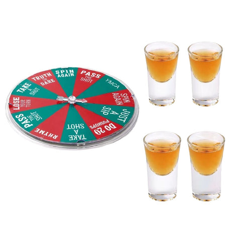 Joc de Baut Vivimall, Ruleta Norocoasa, cu 4 Pahare de Shot, +18 Ani, Rosu/Verde - vivimall.ro