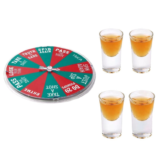 Joc de Baut Vivimall, Ruleta Norocoasa, cu 4 Pahare de Shot, +18 Ani, Rosu/Verde - vivimall.ro