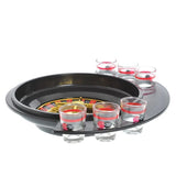 Joc de Baut Ruleta Vivimall, cu 6 Pahare de Shot din Sticla , 30 x 26.5 x 6.5 cm, Rosu/Negru - vivimall.ro