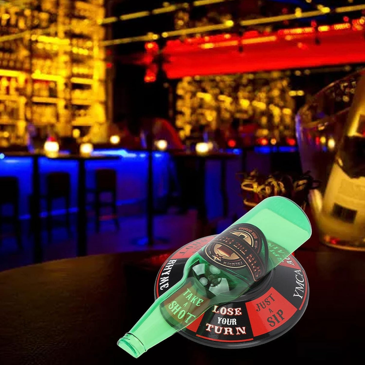 Joc de baut Spin the Bottle Vivimall, invarte sticla si accepta provocarea, 2-6 jucatori, material ABS, 18 x 12 cm, multicolor - vivimall.ro