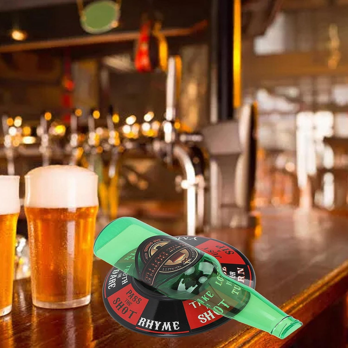 Joc de baut Spin the Bottle Vivimall, invarte sticla si accepta provocarea, 2-6 jucatori, material ABS, 18 x 12 cm, multicolor - vivimall.ro