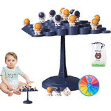 Joc Interactiv, Vivimall, Astronauti in Echilibru, +3 Ani, din Plastic, 50 de Pioni, Placa de Echilibru, Roata cu Pedepse, Zar, 14 x 7 x 14 cm, Albastru - vivimall.ro