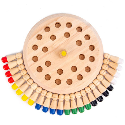 Joc de Memorie, Vivimall, pentru Toata Familia, din Lemn, Diametru Tabla de Joc 17 cm, Interactiva, +4 Ani, 6 Culori, Multicolor - vivimall.ro