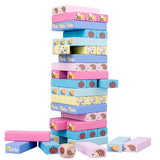 Joc de Societate, Vivimall, pentru Copii, din Lemn, Interactiv, Distractiv, Jenga Stack High Blocks, cu Zar, 51 de Piese Animate, 24.5x18x5 cm, Multicolor - vivimall.ro