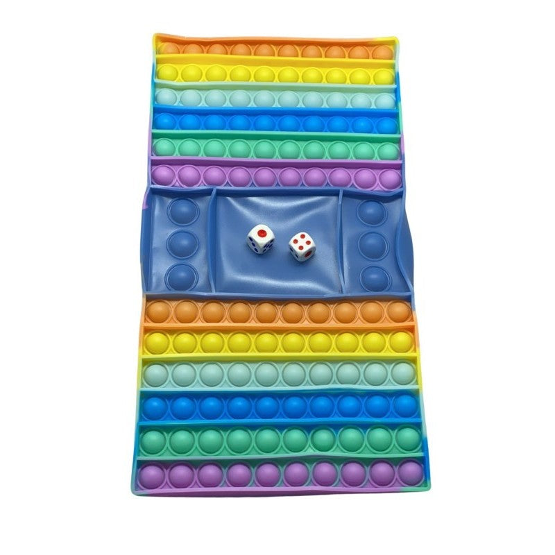 Joc din silicon interactiv antistres cu zaruri, Pop It Now and Flip It, Model 3, Multicolor - vivimall.ro