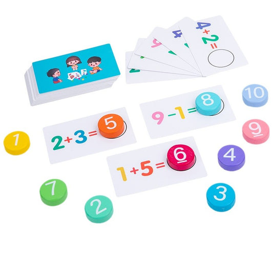 Joc Educational, Vivimall, Invatare Adunare si Scadere, Cifre din Lemn, 46 Planse, +3 Ani, Multicolor - vivimall.ro