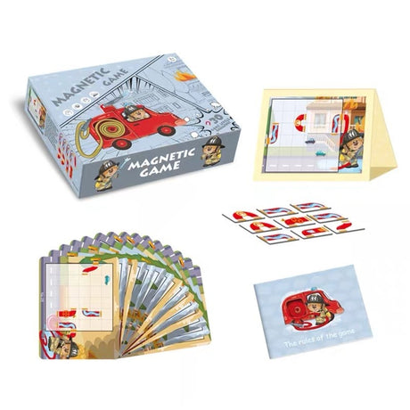 Joc educativ magnetic de interconectare, micul pompier, 15 nivele, 9 carti, pentru copii, +3 ani, multicolor - vivimall.ro