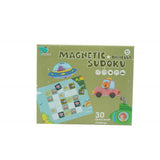 Joc educativ Sudoku cu tablita magnetica, 53 de piese, cartonase cu trafic, Verde - vivimall.ro