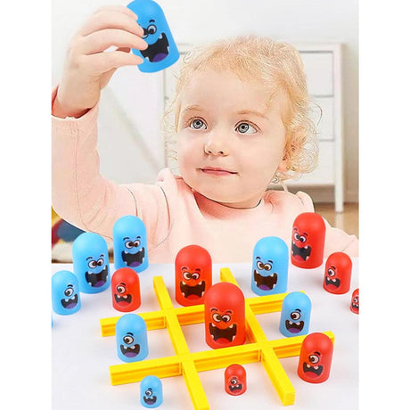 Joc Interactiv, Vivimall, Tic Tac Toe Gobble, din Plastic, +3 Ani, 18 Piese, 21.5 x 4 x 10 cm, Albastru/Rosu - vivimall.ro