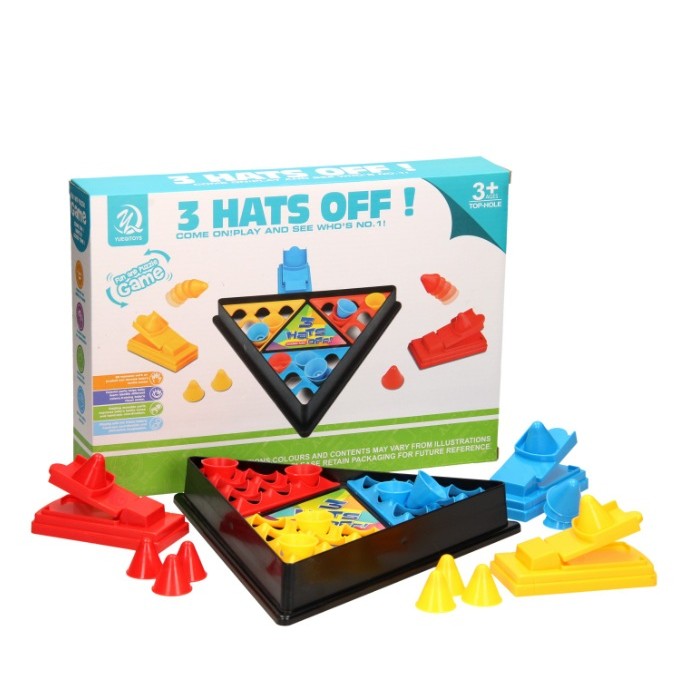 Joc Interactiv pentru Copii, Vivimall, 3 Hats Off, Tabla de Joc, Figurine Palarii, +3 Ani, Multicolor - vivimall.ro