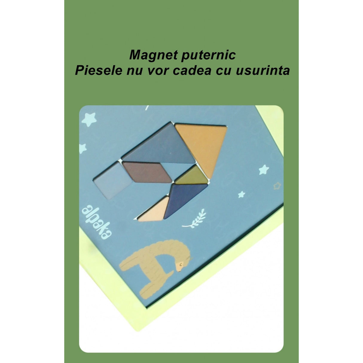 Joc Magnetic Tangram, tabla si forme diverse magnetice, 34 de piese, pentru copii, +3 ani, multicolor - vivimall.ro