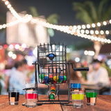 Joc Mini Loterie Vivimall, Bingo, cu Pahare de Shot din Sticla, 20 x 20 x 19 cm, 48 Bile, Negru - vivimall.ro