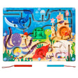 Joc Montessori sortare culori din lemn, labirint magnetic model animale marine, vedere frontală, 39x29 cm